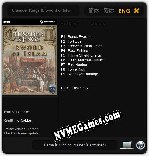 Crusader Kings II: Sword of Islam: Treinador (V1.0.47)