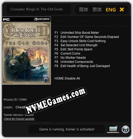 Crusader Kings II: The Old Gods: Cheats, Trainer +9 [CheatHappens.com]