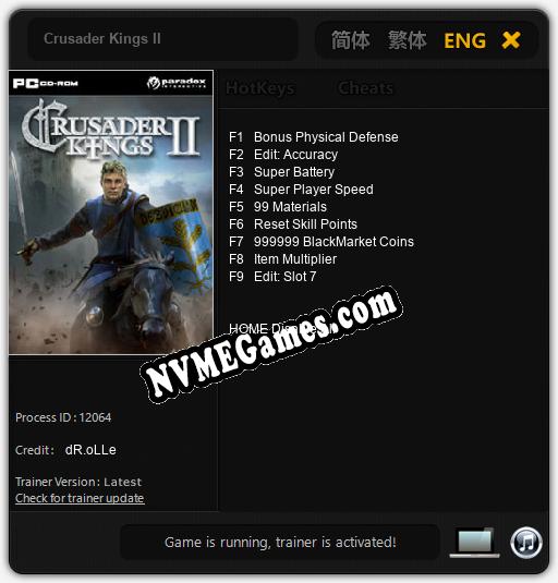 Crusader Kings II: Cheats, Trainer +9 [dR.oLLe]