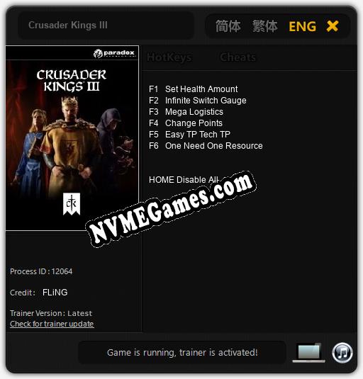 Treinador liberado para Crusader Kings III [v1.0.1]