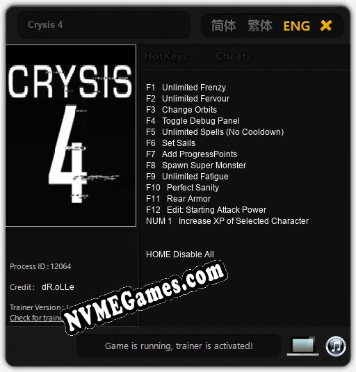 Crysis 4: Cheats, Trainer +13 [dR.oLLe]