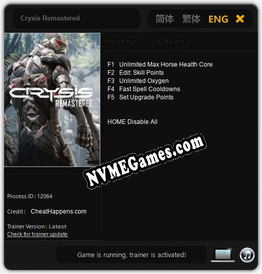 Crysis Remastered: Trainer +5 [v1.3]