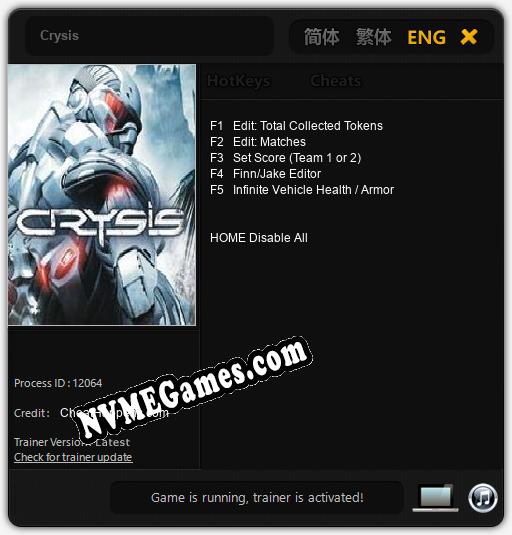 Treinador liberado para Crysis [v1.0.1]