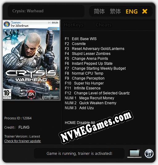 Crysis: Warhead: Trainer +15 [v1.3]