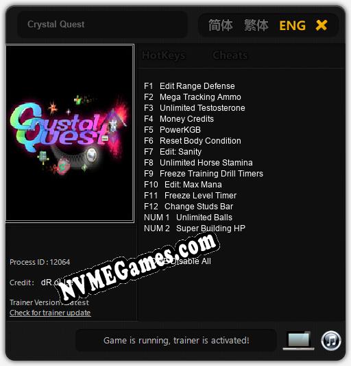 Crystal Quest: Treinador (V1.0.96)