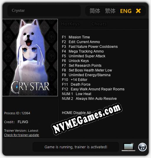 Treinador liberado para Crystar [v1.0.2]