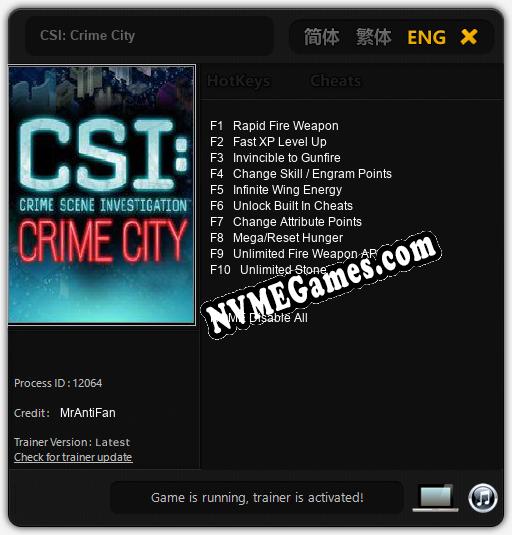 CSI: Crime City: Cheats, Trainer +10 [MrAntiFan]