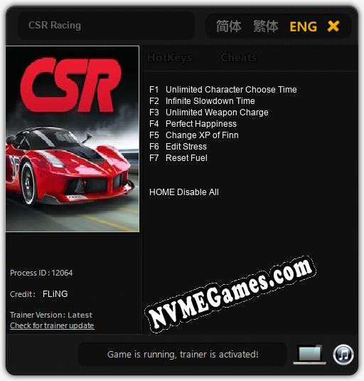 CSR Racing: Cheats, Trainer +7 [FLiNG]