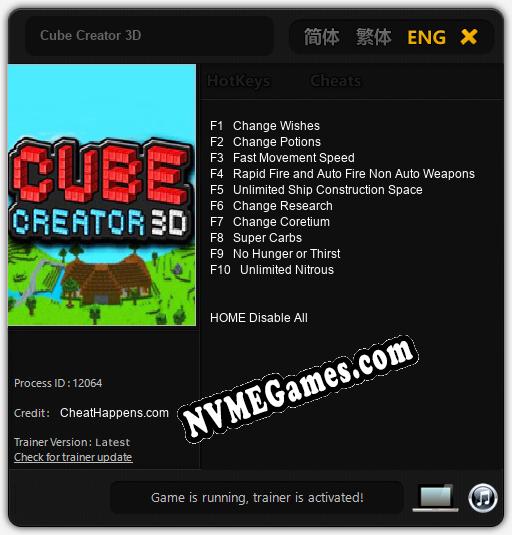 Cube Creator 3D: Trainer +10 [v1.4]