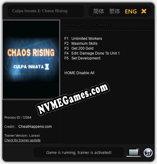 Culpa Innata 2: Chaos Rising: Cheats, Trainer +5 [CheatHappens.com]