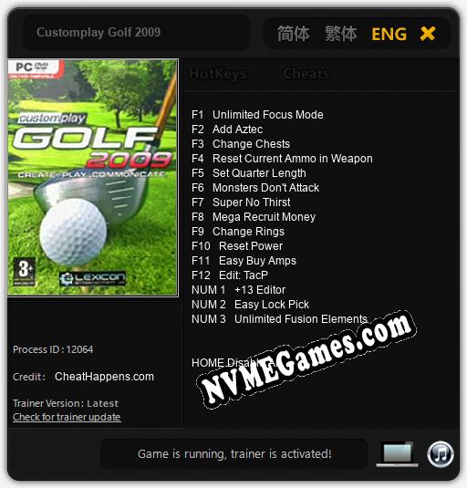 Customplay Golf 2009: Trainer +15 [v1.3]