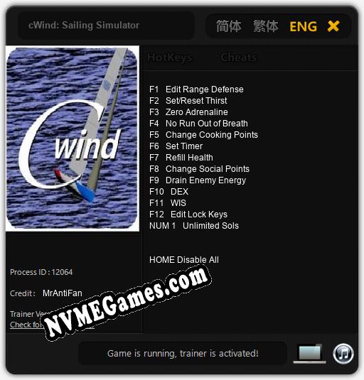 Treinador liberado para cWind: Sailing Simulator [v1.0.6]