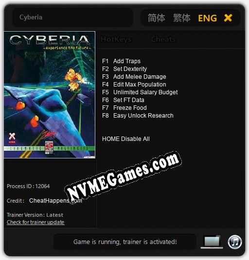 Cyberia: Cheats, Trainer +8 [CheatHappens.com]