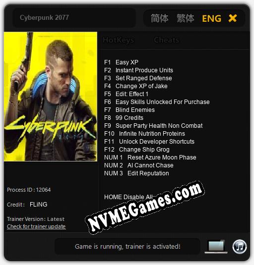 Treinador liberado para Cyberpunk 2077 [v1.0.3]