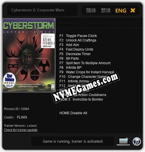 Cyberstorm 2: Corporate Wars: Cheats, Trainer +15 [FLiNG]