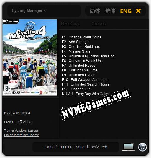 Treinador liberado para Cycling Manager 4 [v1.0.1]