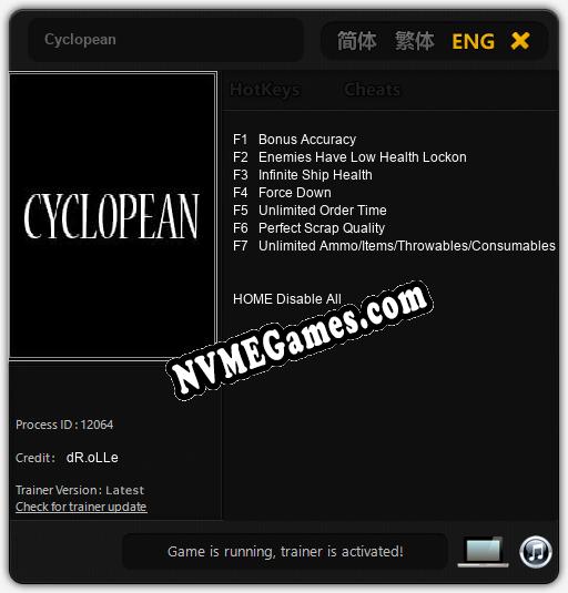 Cyclopean: Treinador (V1.0.90)