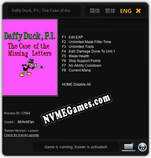 Daffy Duck, P.I.: The Case of the Missing Letters: Cheats, Trainer +8 [MrAntiFan]