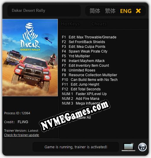 Treinador liberado para Dakar Desert Rally [v1.0.1]