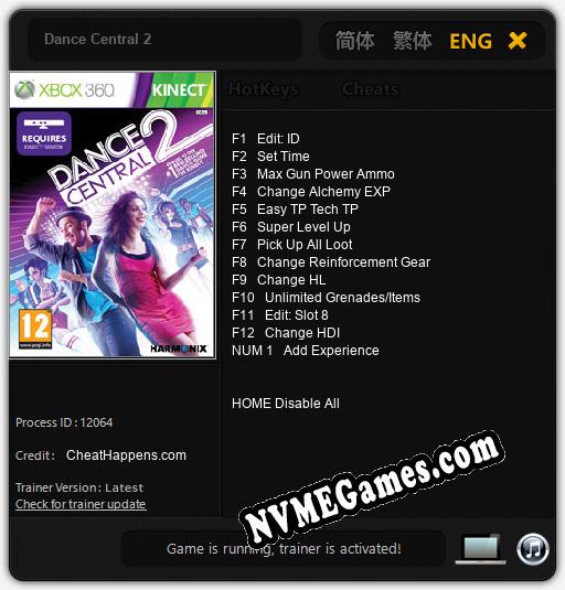 Treinador liberado para Dance Central 2 [v1.0.6]