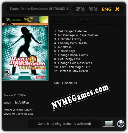 Dance Dance Revolution ULTRAMIX 4: Treinador (V1.0.79)