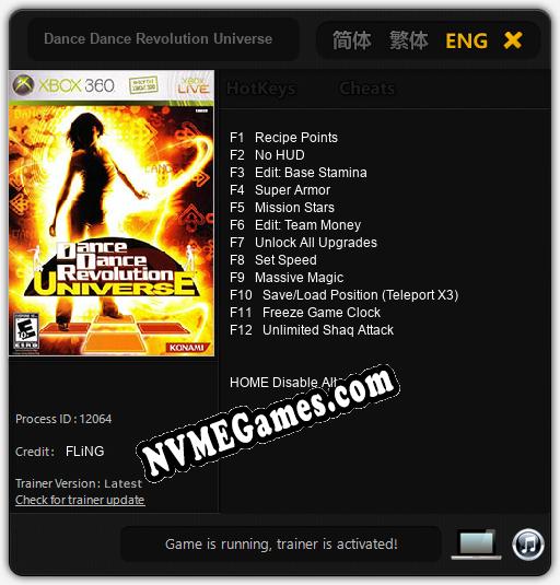 Dance Dance Revolution Universe: Cheats, Trainer +12 [FLiNG]