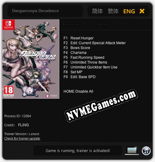 Danganronpa Decadence: Trainer +9 [v1.3]