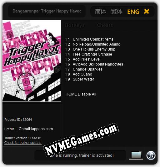 Treinador liberado para Danganronpa: Trigger Happy Havoc [v1.0.2]