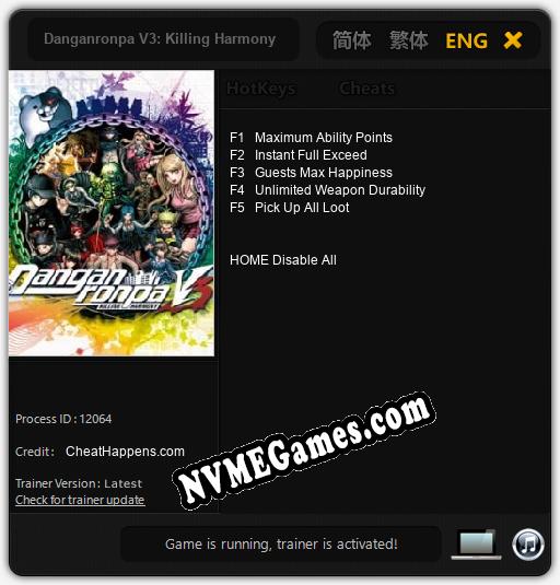 Danganronpa V3: Killing Harmony: Cheats, Trainer +5 [CheatHappens.com]