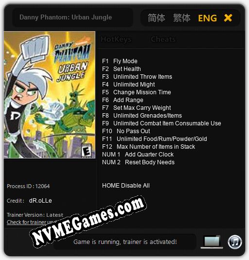 Treinador liberado para Danny Phantom: Urban Jungle [v1.0.3]