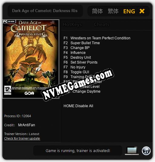 Treinador liberado para Dark Age of Camelot: Darkness Rising [v1.0.3]