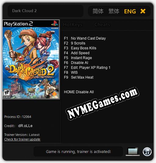 Treinador liberado para Dark Cloud 2 [v1.0.8]