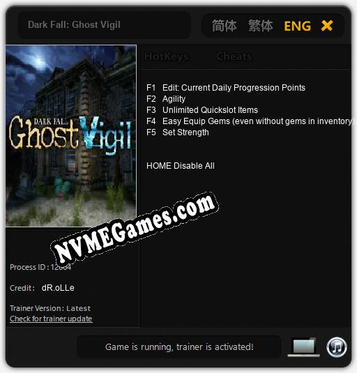 Treinador liberado para Dark Fall: Ghost Vigil [v1.0.4]