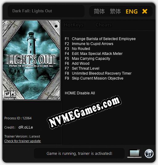 Treinador liberado para Dark Fall: Lights Out [v1.0.5]