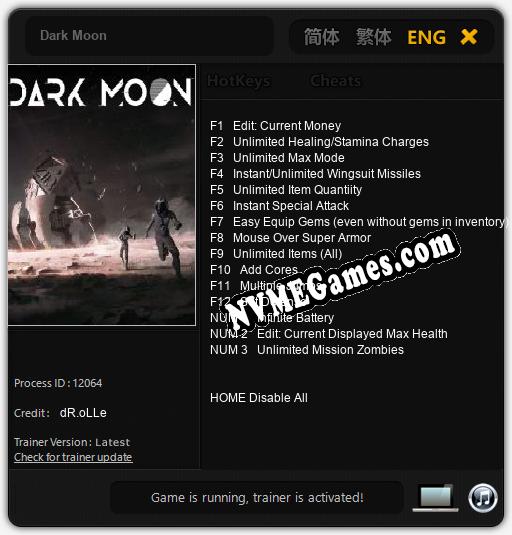 Dark Moon: Treinador (V1.0.13)