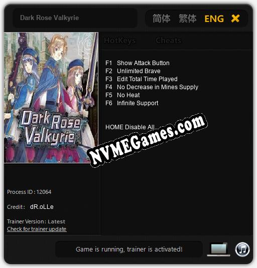 Dark Rose Valkyrie: Cheats, Trainer +6 [dR.oLLe]