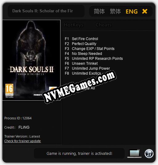 Dark Souls II: Scholar of the First Sin: Trainer +8 [v1.8]