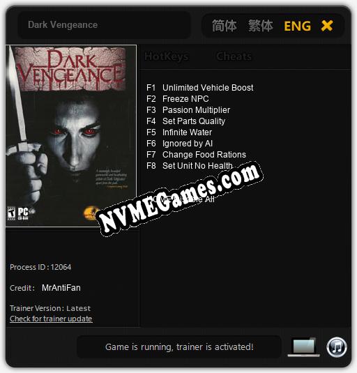 Dark Vengeance: Trainer +8 [v1.1]