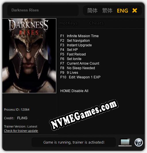 Darkness Rises: Treinador (V1.0.92)