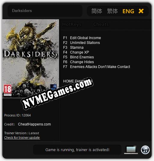 Treinador liberado para Darksiders [v1.0.2]