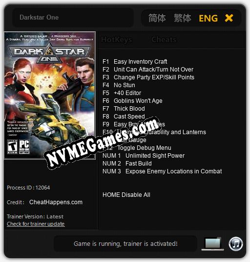 Darkstar One: Treinador (V1.0.70)