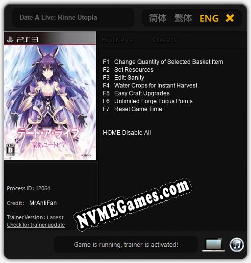 Date A Live: Rinne Utopia: Treinador (V1.0.70)