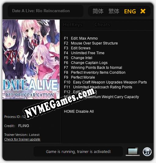 Treinador liberado para Date A Live: Rio Reincarnation [v1.0.8]