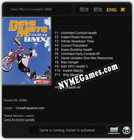 Dave Mirra Freestyle BMX: Treinador (V1.0.63)