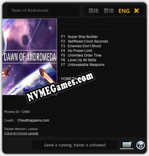 Treinador liberado para Dawn of Andromeda [v1.0.4]