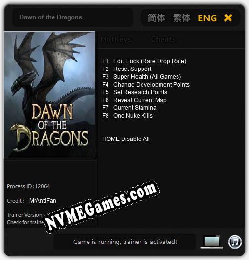 Dawn of the Dragons: Treinador (V1.0.47)