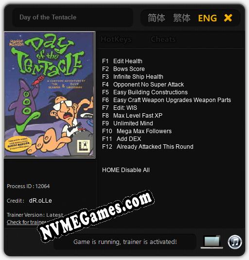 Day of the Tentacle: Trainer +12 [v1.6]