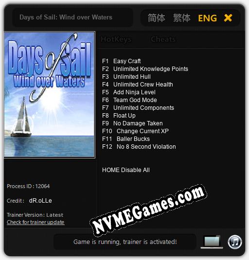 Days of Sail: Wind over Waters: Cheats, Trainer +12 [dR.oLLe]