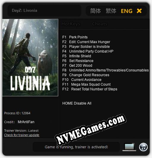 DayZ: Livonia: Trainer +12 [v1.3]