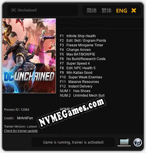 DC Unchained: Trainer +14 [v1.4]